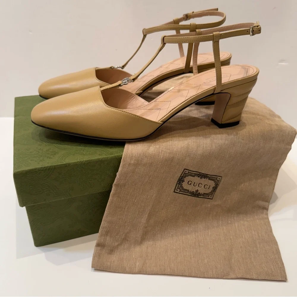 🆕 Gucci Marmot T-Strap Leather Pump 40EU - Picture 5 of 14